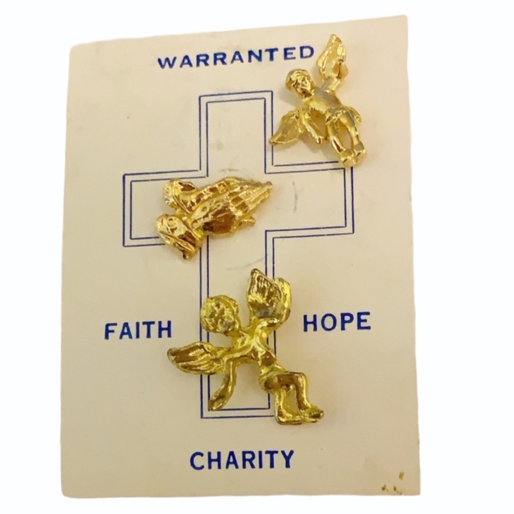 Vintage gold lapel pin trio